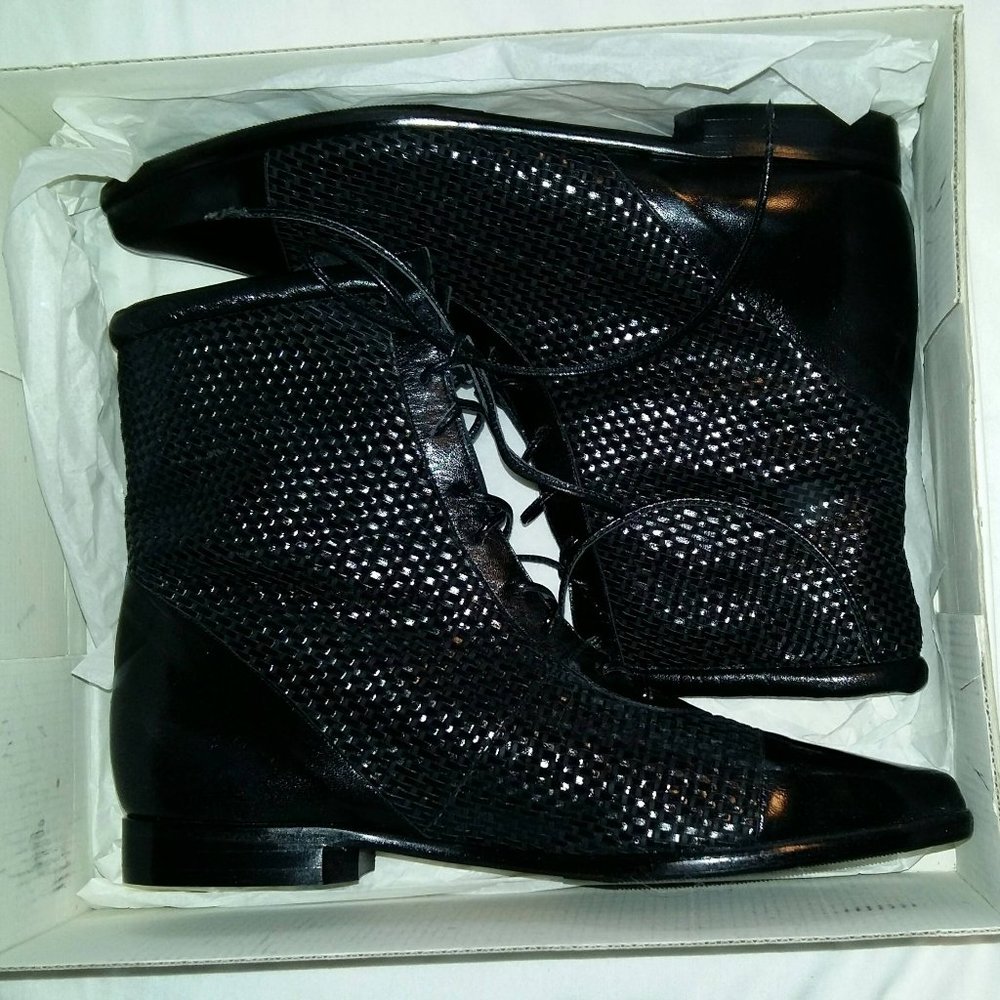 Vintage Castamer Black Leather Boots - 8.5 N